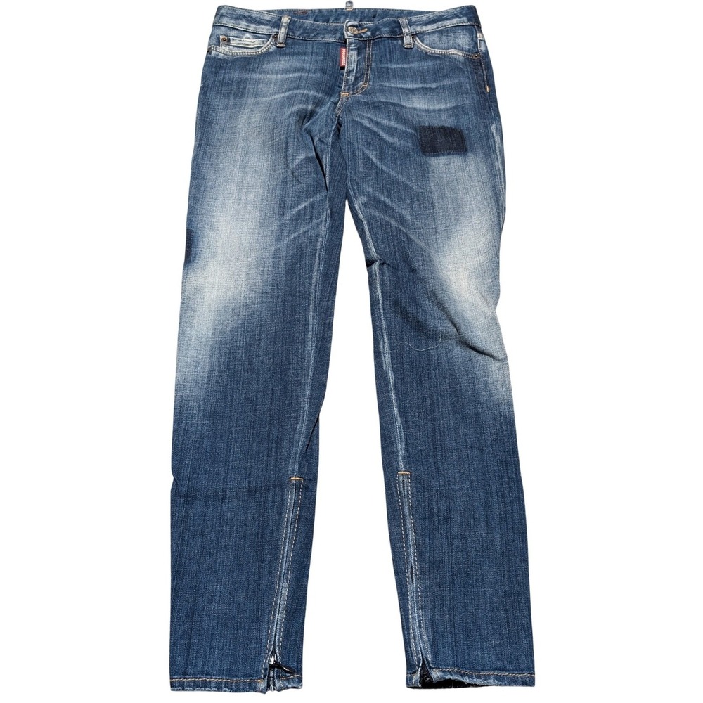 Dsquared2 Jeans Womens 42 Blue Super Skinny Low Rise Ankle Zip S75LA0999 Italy
